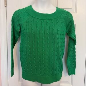 Lauren Ralph Lauren Green Cable Knit Pullover Sweater Crew Neck Long Sleeve XL